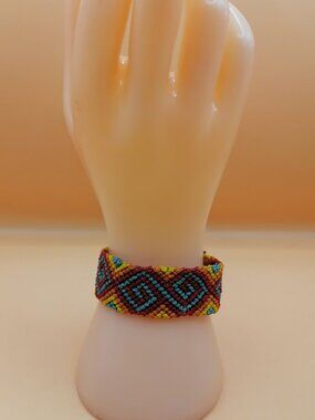 Andean Inca Macrame Bracelet Handmade Ancestral Geometric Design